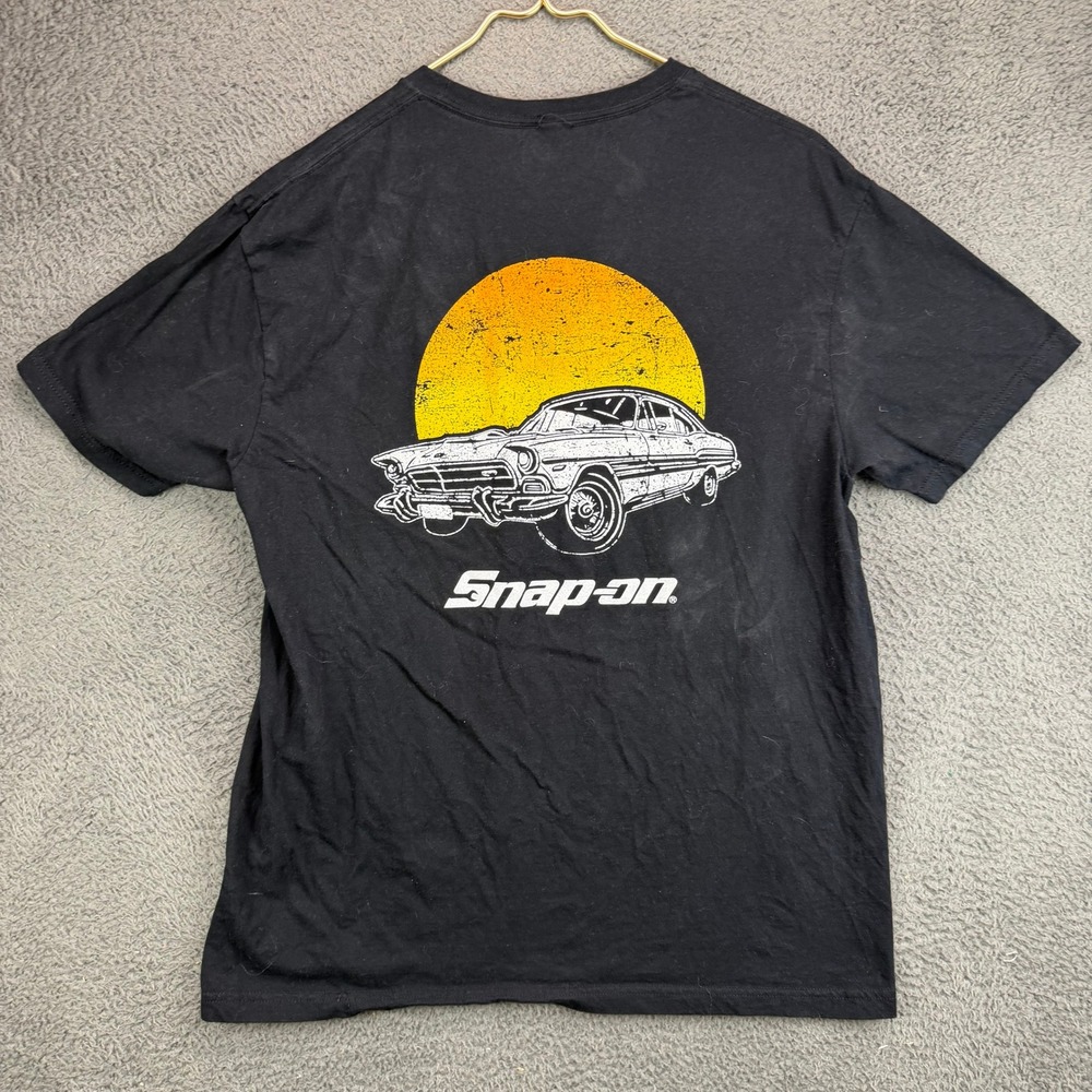 Snap-on Tools Mens Black Graphic T-Shirt Classic Car Sunset Logo Size Large
